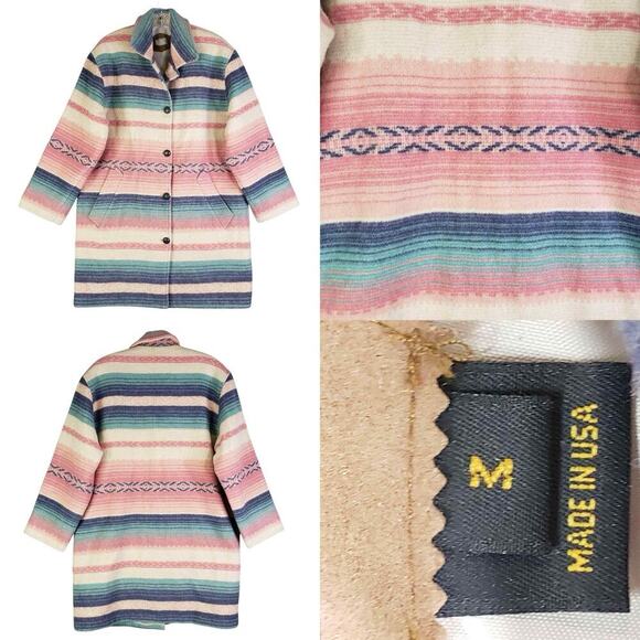 Vintage Woolrich Blanket Coat Southwest Aztec Wool Jacket Women’s Size Medium M - Picture 2 of 11